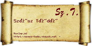 Szász Tádé névjegykártya
